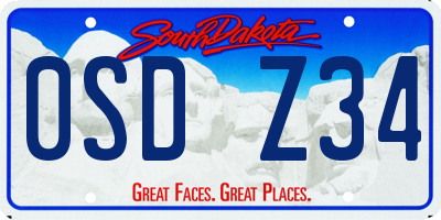 SD license plate 0SDZ34