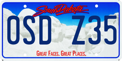 SD license plate 0SDZ35