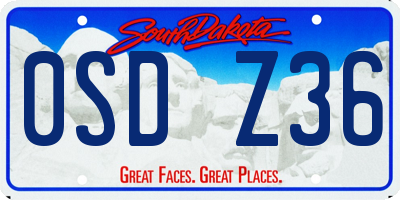 SD license plate 0SDZ36