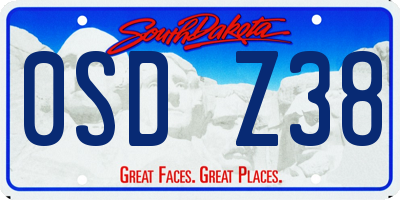 SD license plate 0SDZ38