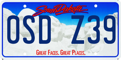 SD license plate 0SDZ39