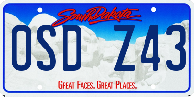 SD license plate 0SDZ43