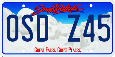 SD license plate 0SDZ45