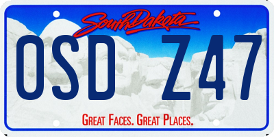 SD license plate 0SDZ47