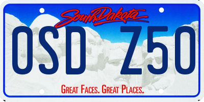SD license plate 0SDZ50