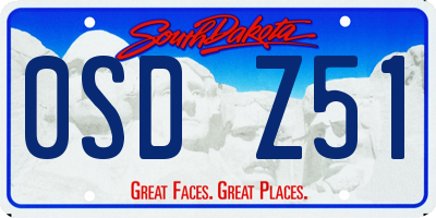 SD license plate 0SDZ51