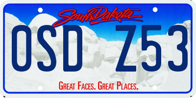 SD license plate 0SDZ53