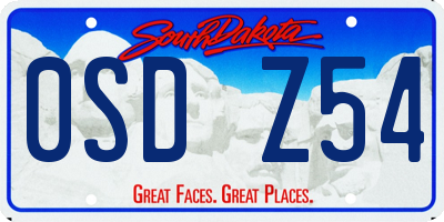 SD license plate 0SDZ54