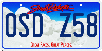 SD license plate 0SDZ58