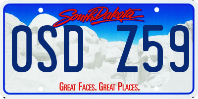 SD license plate 0SDZ59