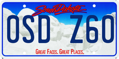 SD license plate 0SDZ60