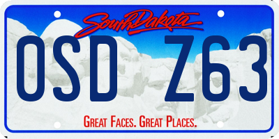 SD license plate 0SDZ63