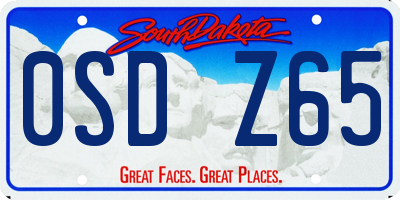 SD license plate 0SDZ65