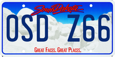 SD license plate 0SDZ66