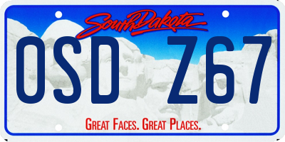 SD license plate 0SDZ67