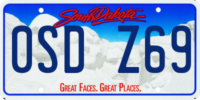 SD license plate 0SDZ69