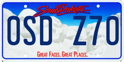 SD license plate 0SDZ70