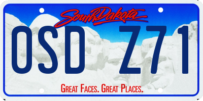 SD license plate 0SDZ71