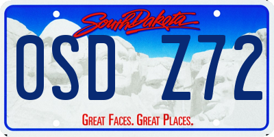 SD license plate 0SDZ72
