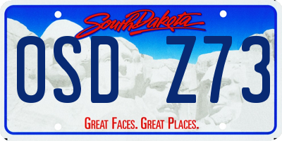 SD license plate 0SDZ73