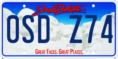 SD license plate 0SDZ74