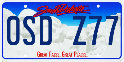 SD license plate 0SDZ77