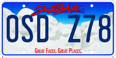 SD license plate 0SDZ78