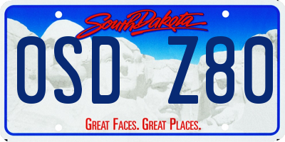 SD license plate 0SDZ80