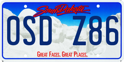 SD license plate 0SDZ86