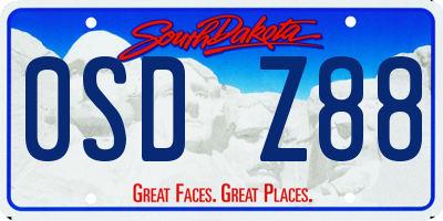 SD license plate 0SDZ88