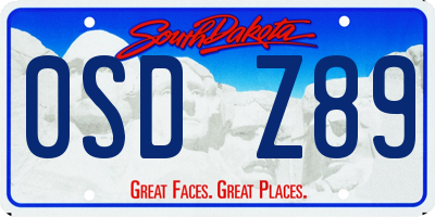 SD license plate 0SDZ89