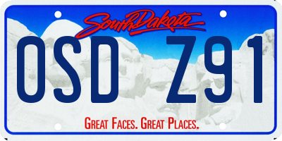 SD license plate 0SDZ91