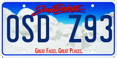 SD license plate 0SDZ93