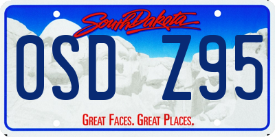 SD license plate 0SDZ95