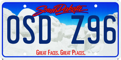 SD license plate 0SDZ96