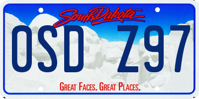 SD license plate 0SDZ97