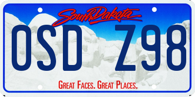 SD license plate 0SDZ98