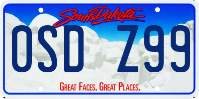 SD license plate 0SDZ99
