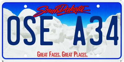 SD license plate 0SEA34