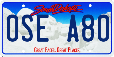 SD license plate 0SEA80