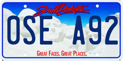 SD license plate 0SEA92