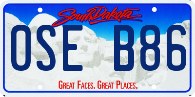 SD license plate 0SEB86