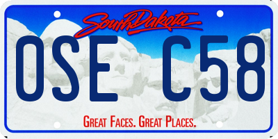 SD license plate 0SEC58