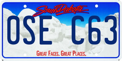 SD license plate 0SEC63