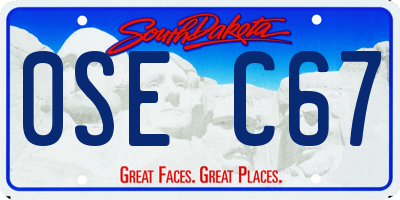 SD license plate 0SEC67