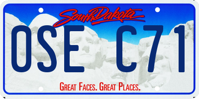 SD license plate 0SEC71