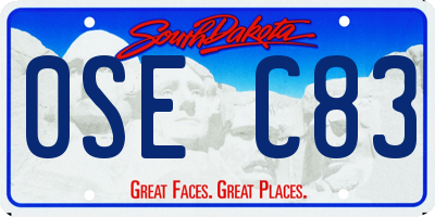 SD license plate 0SEC83