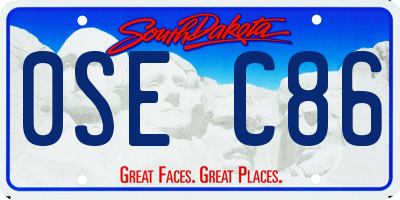 SD license plate 0SEC86