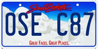 SD license plate 0SEC87