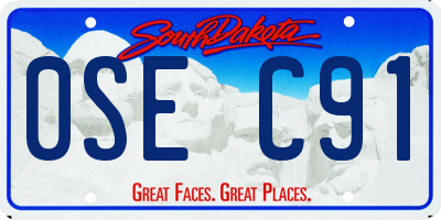 SD license plate 0SEC91